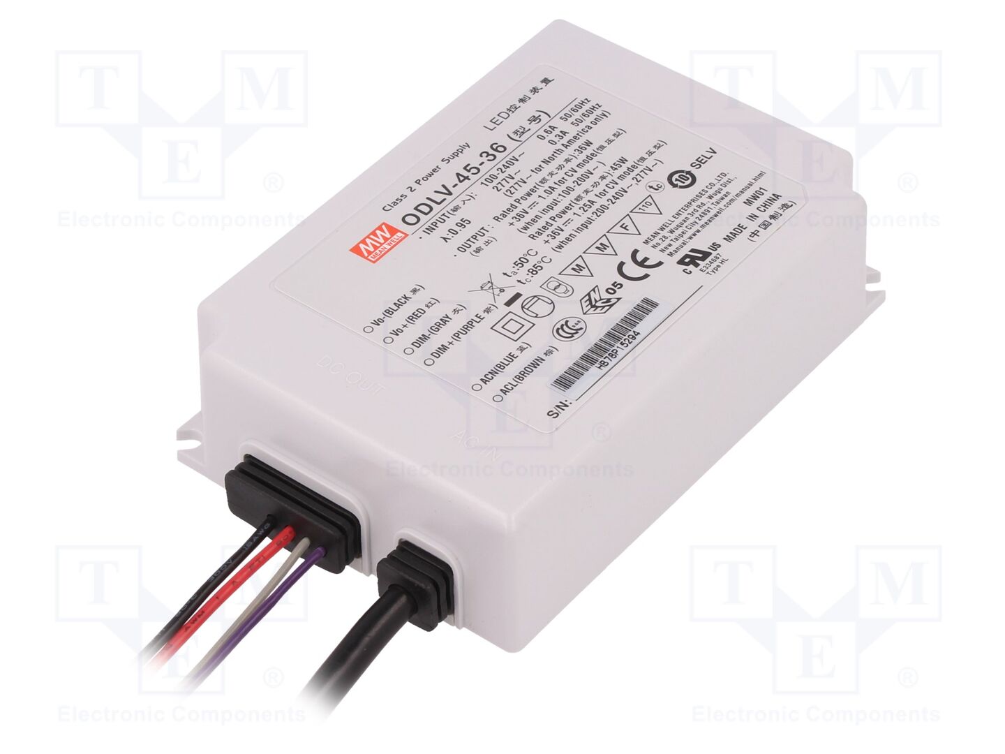 MEAN WELL ODLV-45-36 LED-verkkolaite 45W 36VDC 1.25A