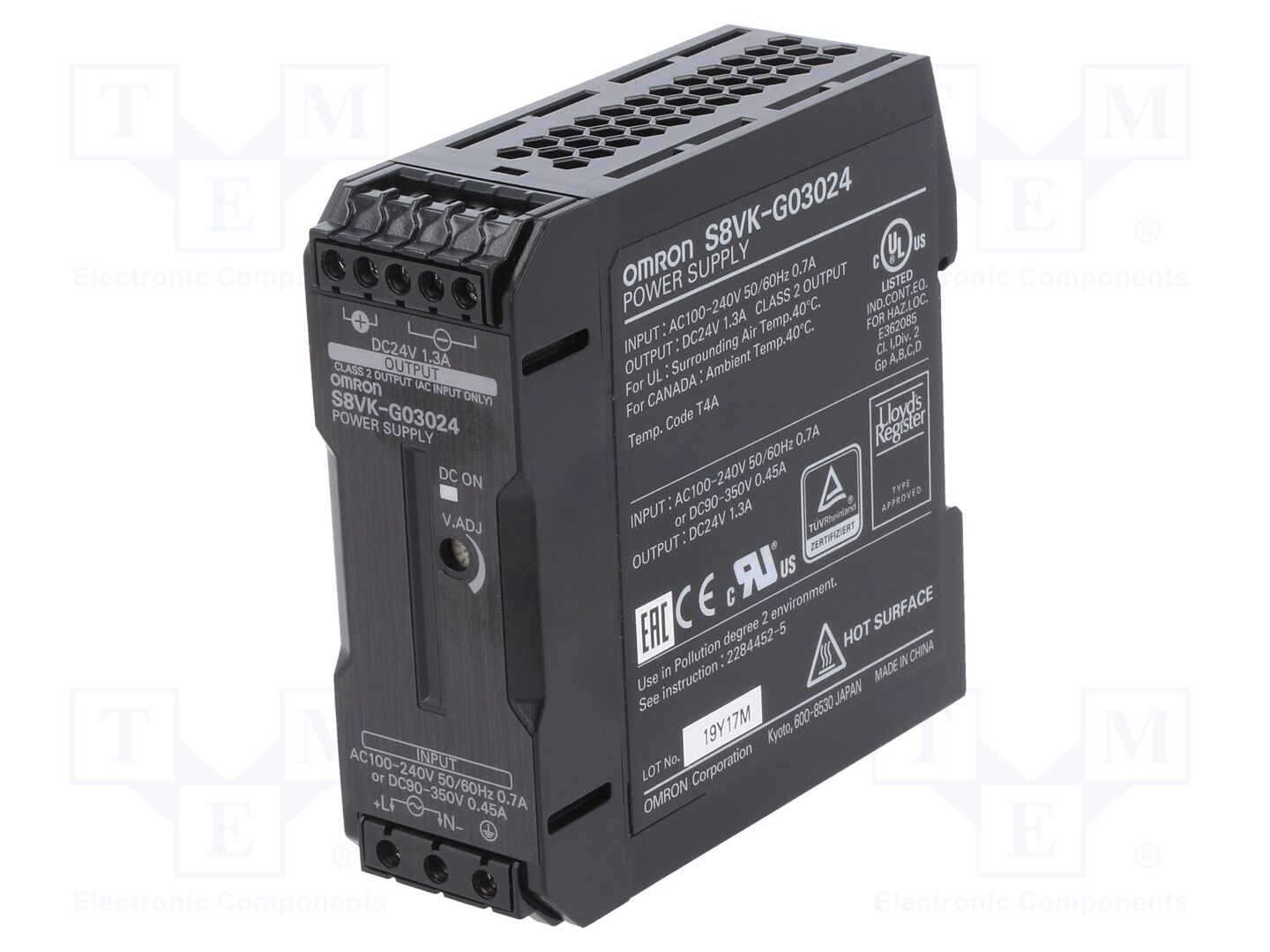 OMRON S8VK-G03024 DIN-kiskoon asennettava kytkentävirtalähde 30W 24VDC