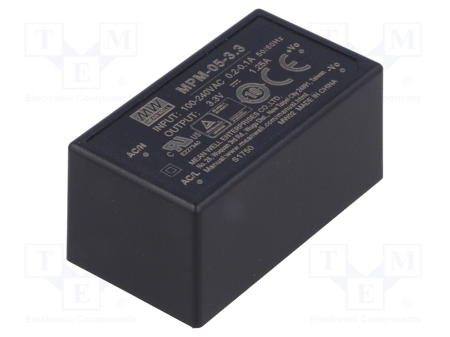 MEAN WELL MPM-05-3.3 AC/DC muunnin 3.3VDC 1.25A