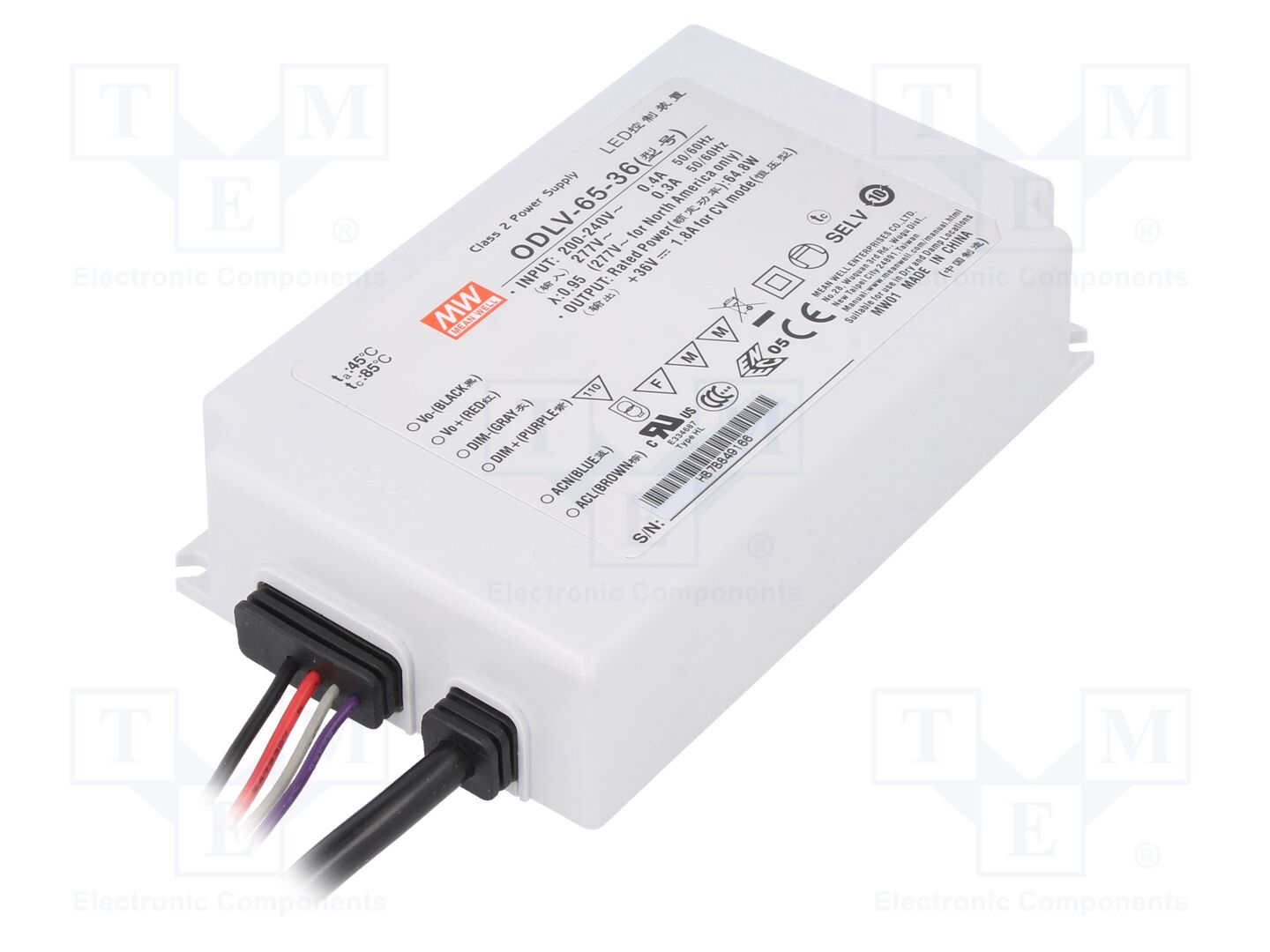 MEAN WELL ODLV-65-36 LED-virtalähde 65W 36VDC 1.8A
