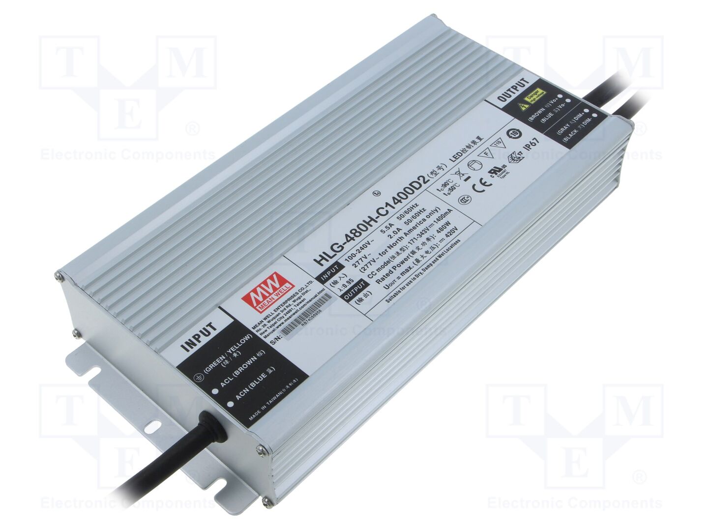 MEAN WELL HLG-480H-C1400D2 LED-virtalähde 480W 171-343VDC