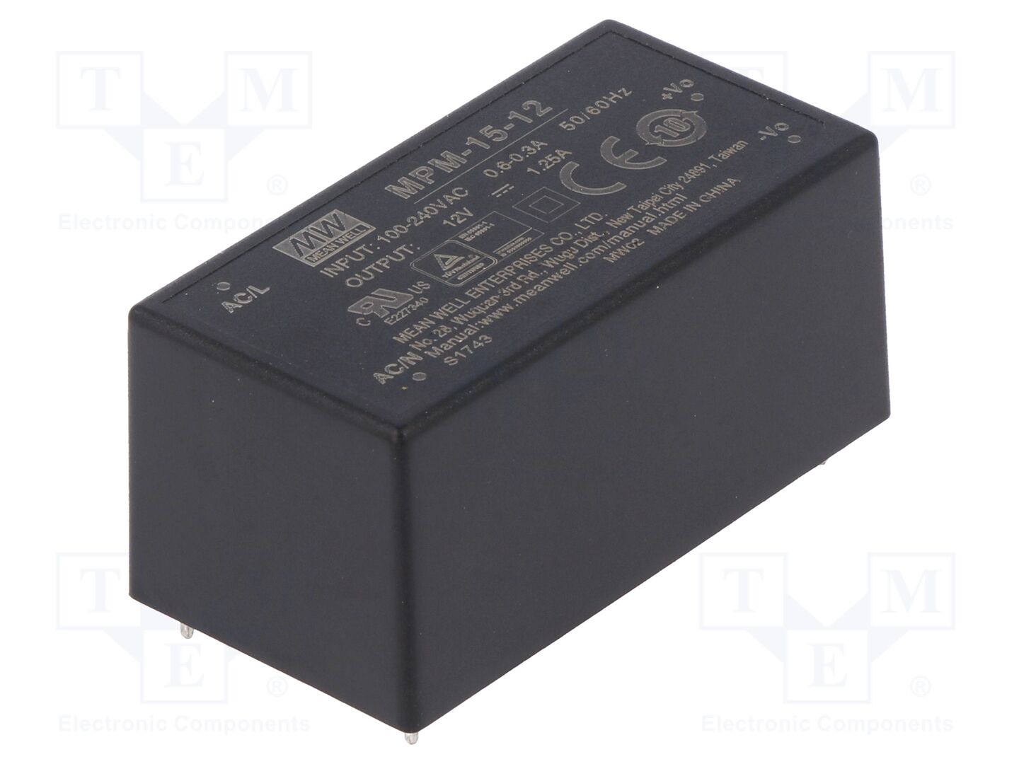 MEAN WELL MPM-15-12 AC/DC muunnin 15W