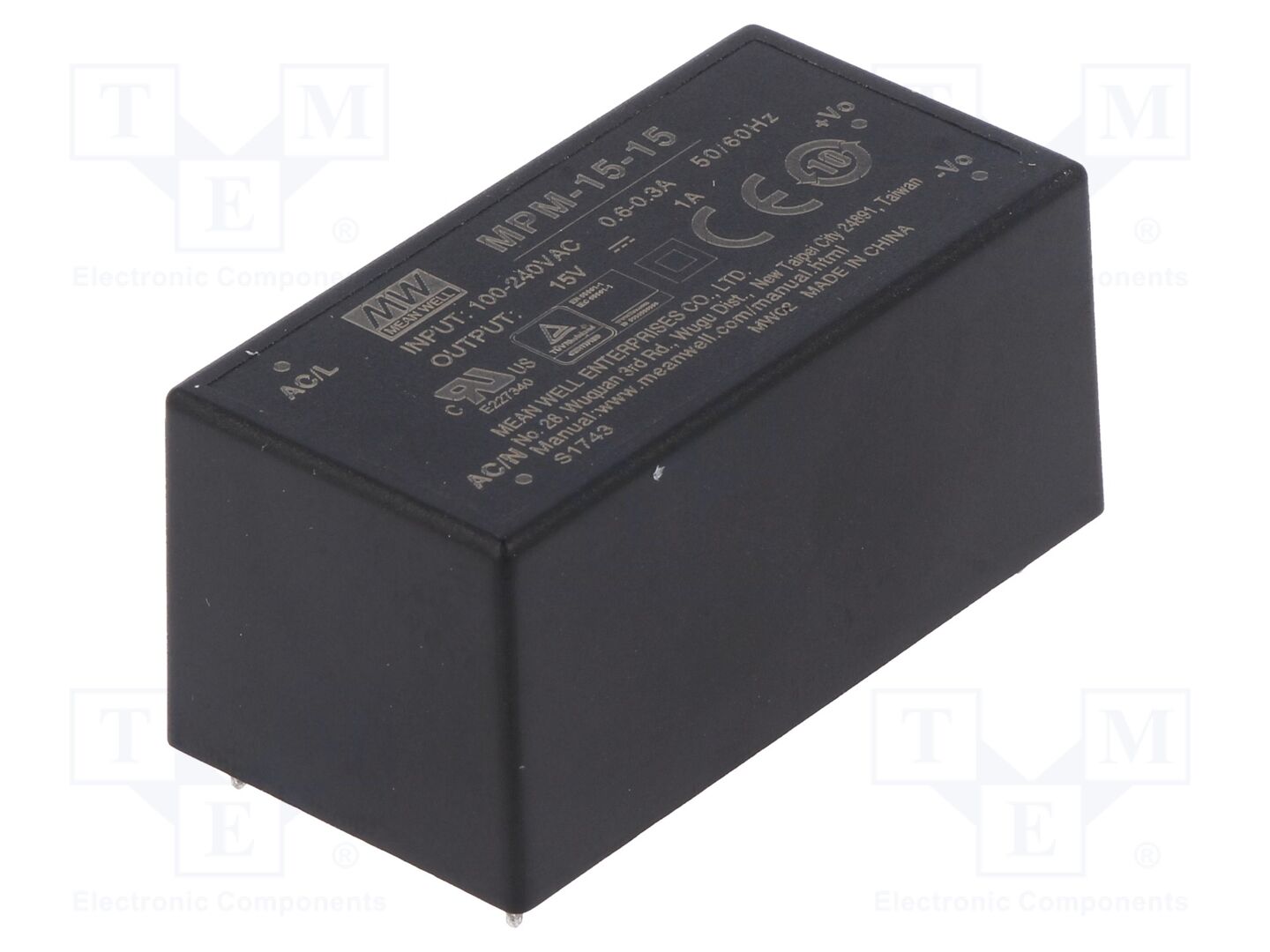MEAN WELL MPM-15-15 AC/DC-muunnin 15W
