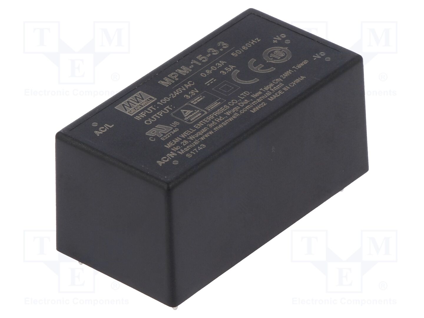 MEAN WELL MPM-15-3.3 AC/DC-muunnin 11.6W
