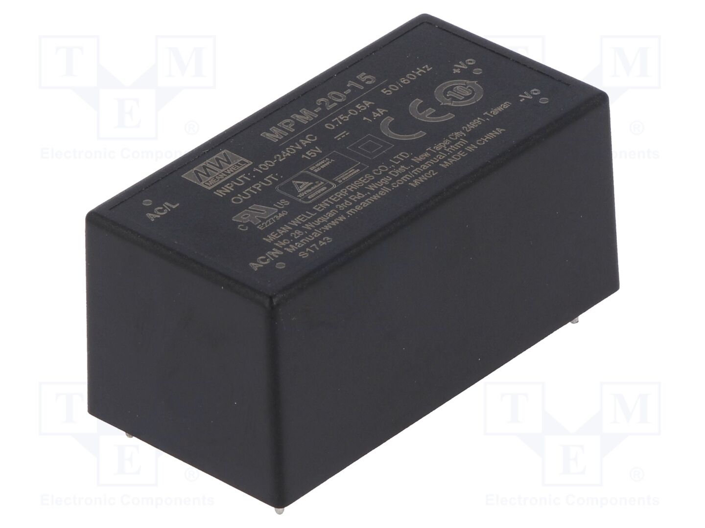 MEAN WELL MPM-20-15 AC/DC-muunnin 20W
