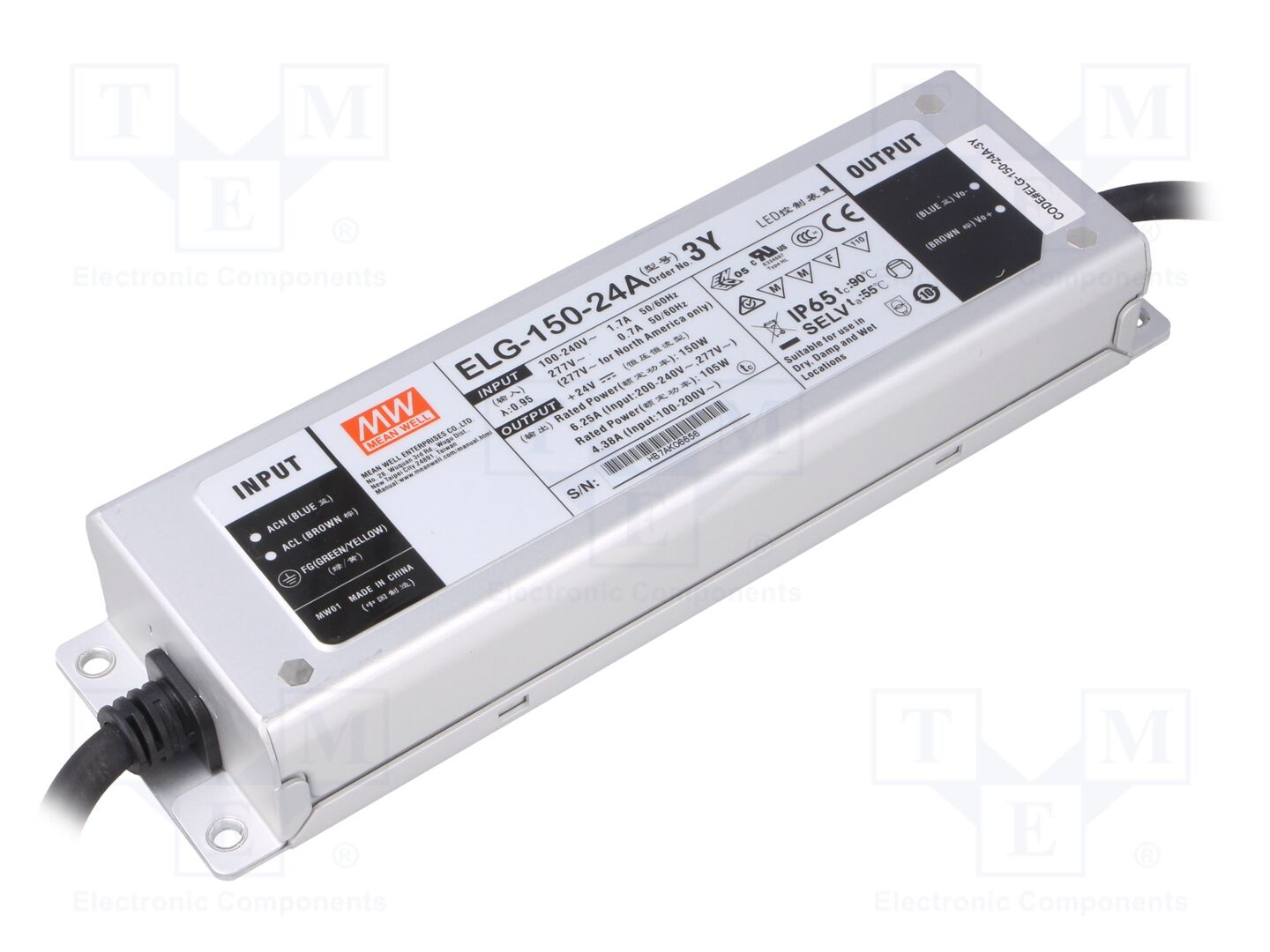 MEAN WELL ELG-150-24A-3Y LED-verkkolaite 150W 24VDC