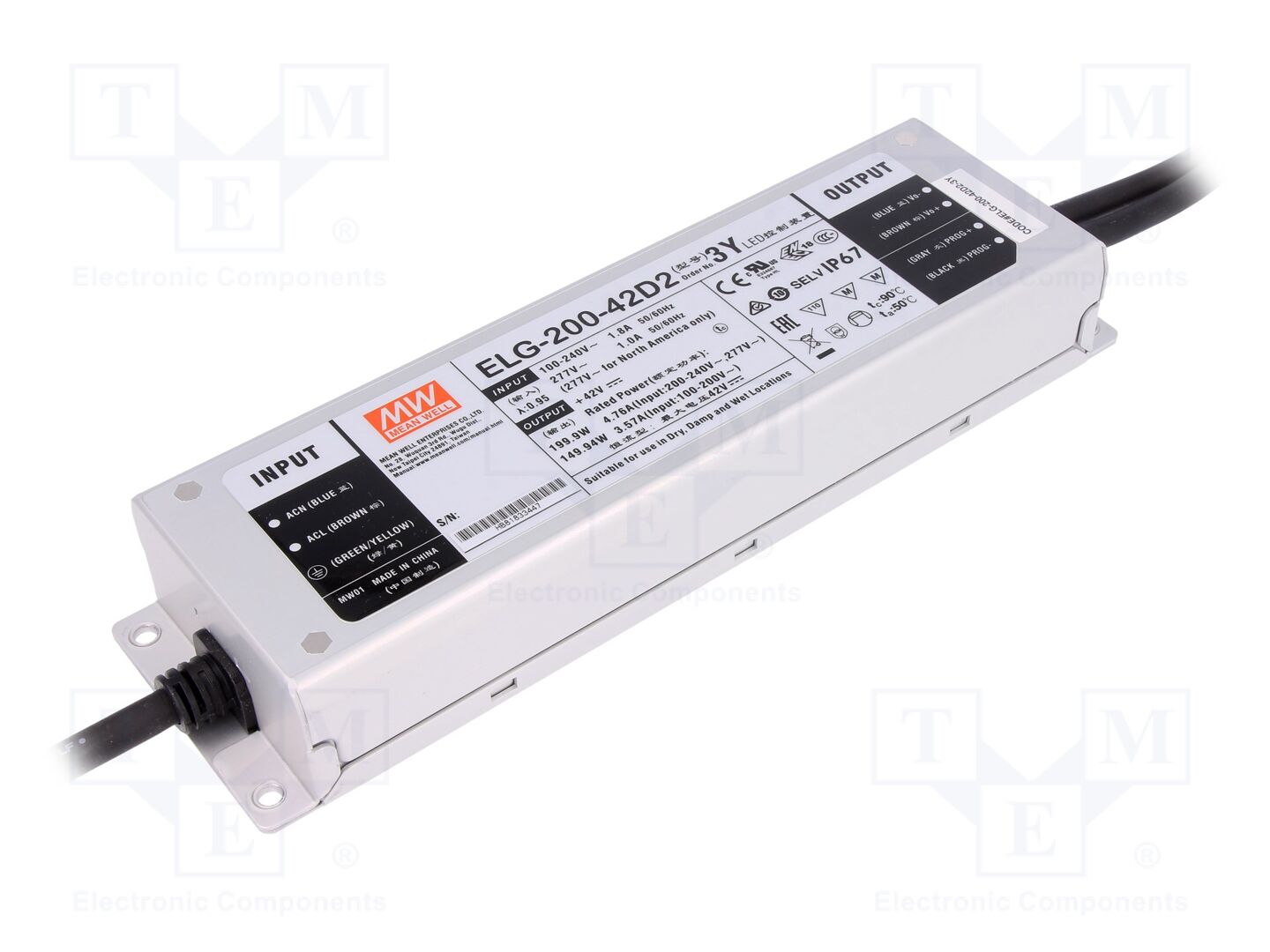 MEAN WELL ELG-200-42D2-3Y LED-virtalähde 199,9W 42VDC 4,76A