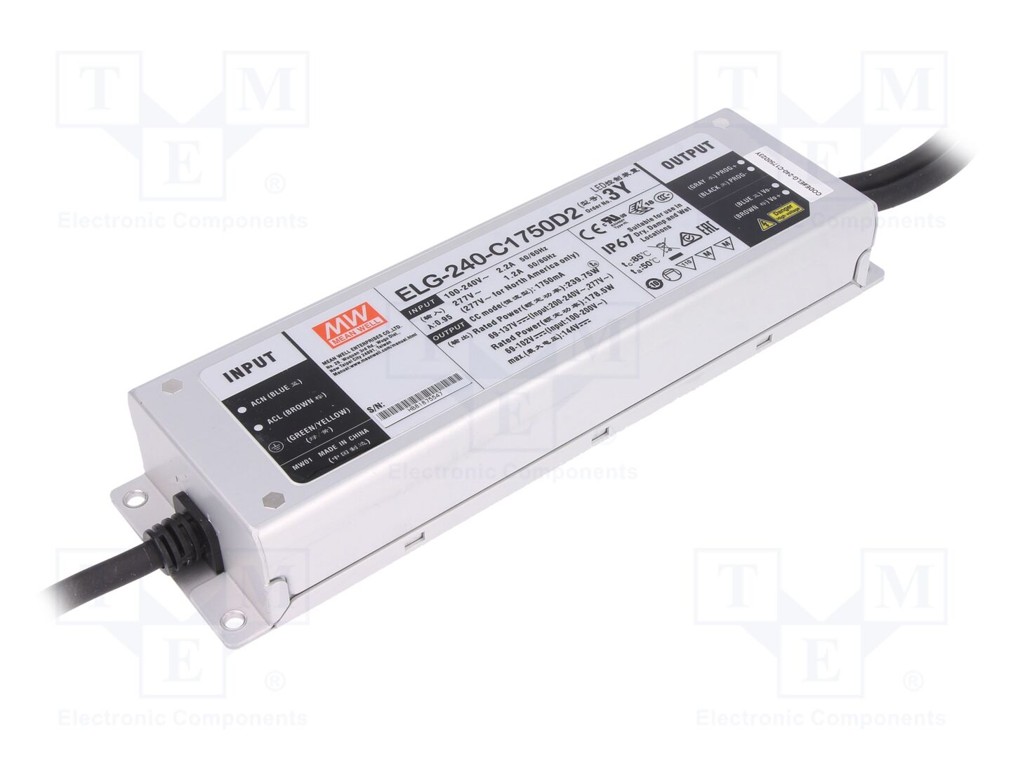 MEAN WELL ELG-240-C1750D2-3Y LED-virtalähde 240W 69-137VDC 1,75A IP67
