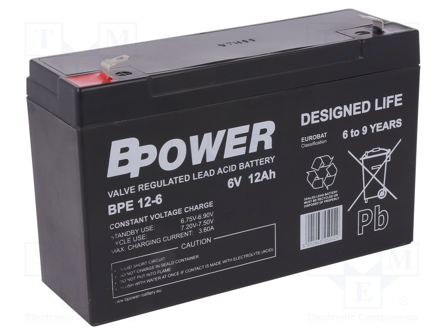 BPOWER ACCU-BPE12-6/BP Lyijyakku AGM 6V 12Ah