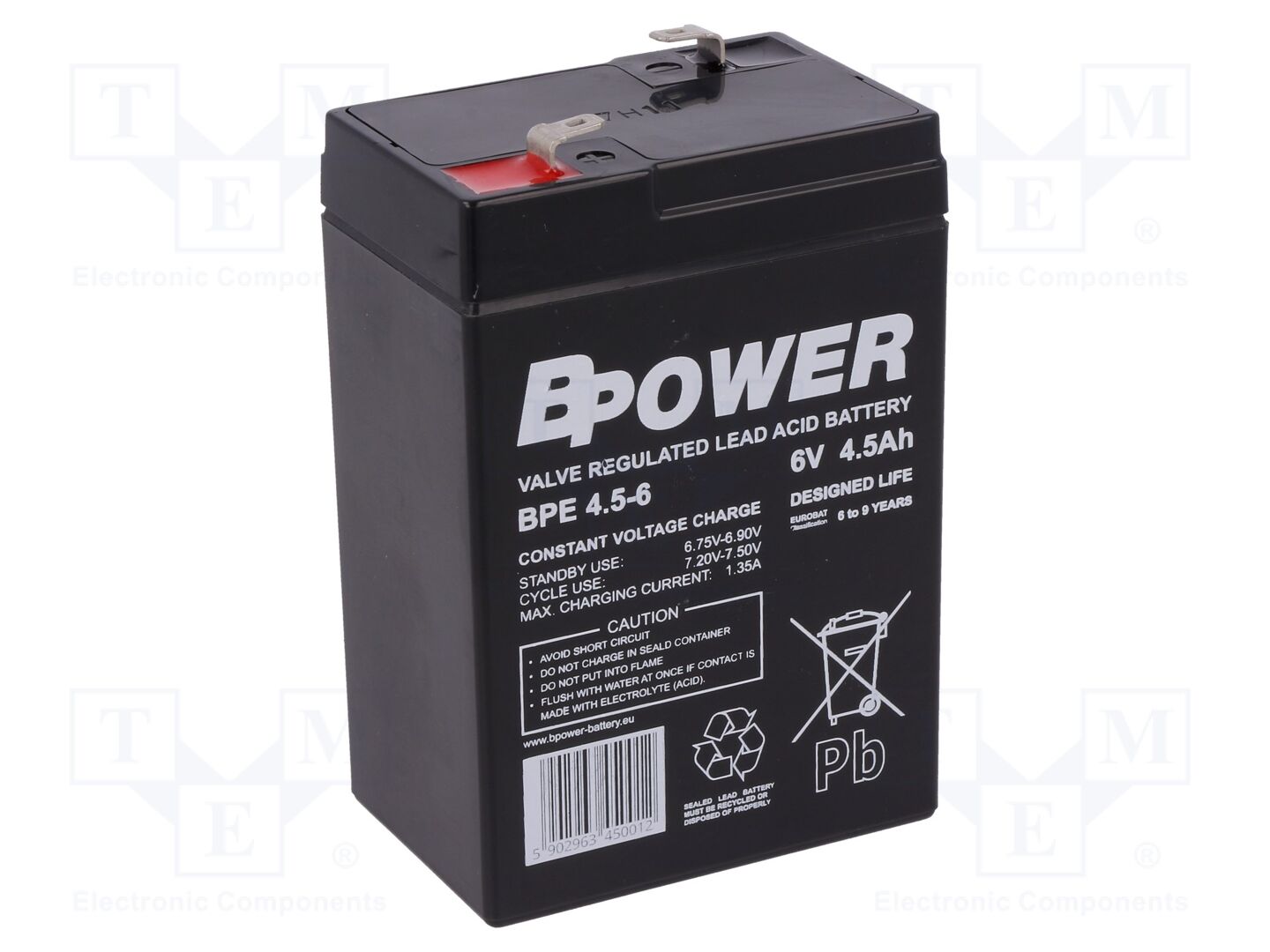 BPOWER ACCU-BPE4.5-6/BP Happokenno AGM huoltovapaa