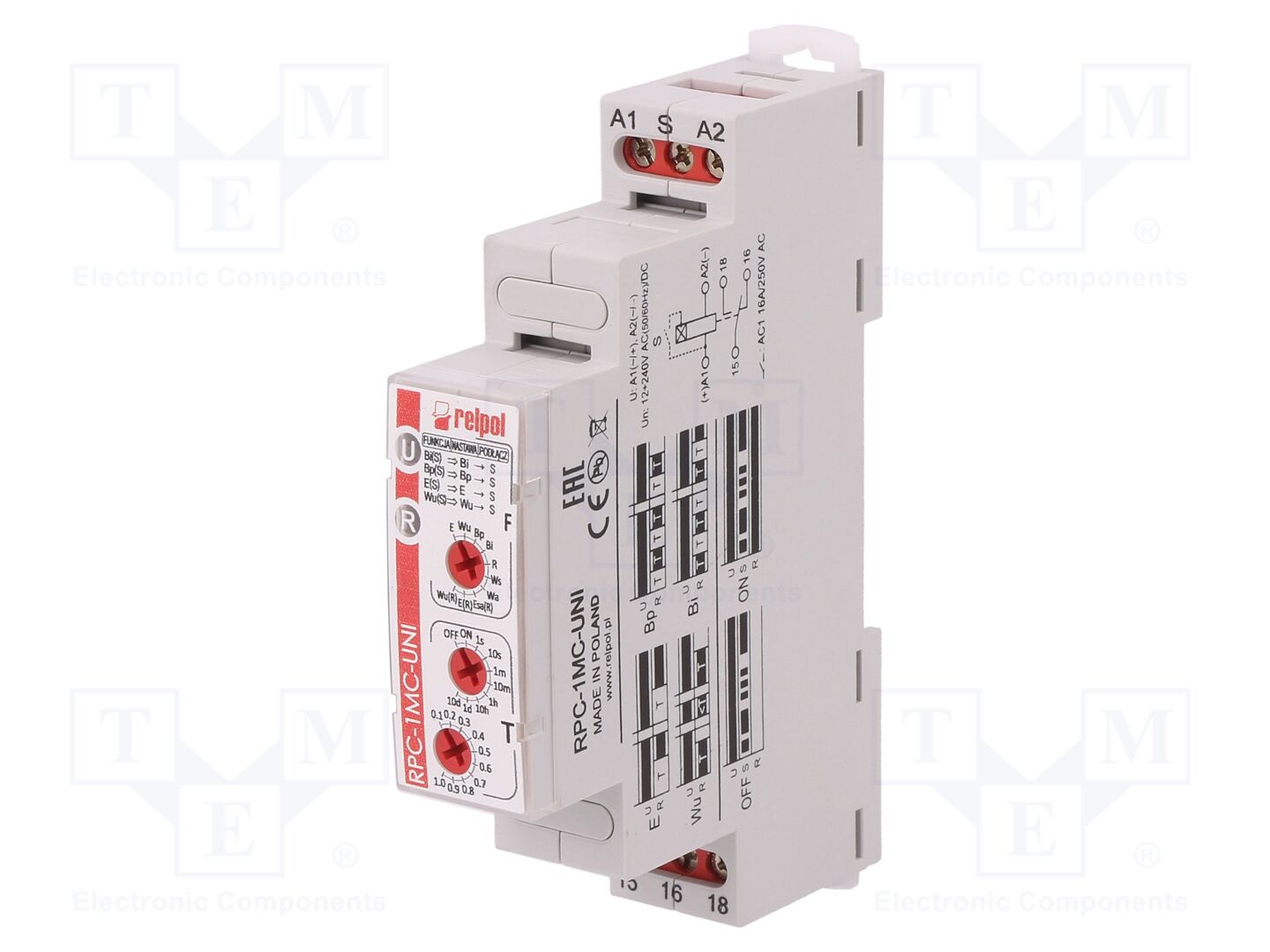 RELPOL RPC-1MC-UNI Analoginen aikarele 250VAC/16A