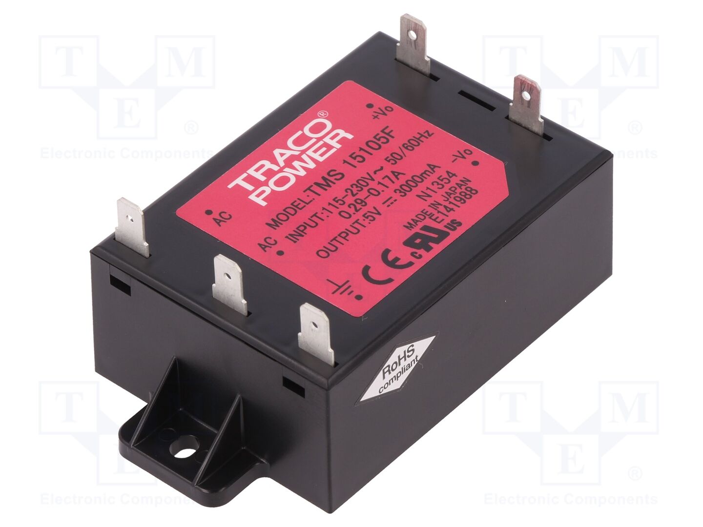 TRACO POWER TMS15105F Sisäänrakennettu kytkentäsähkölaite 15W 5VDC 2A
