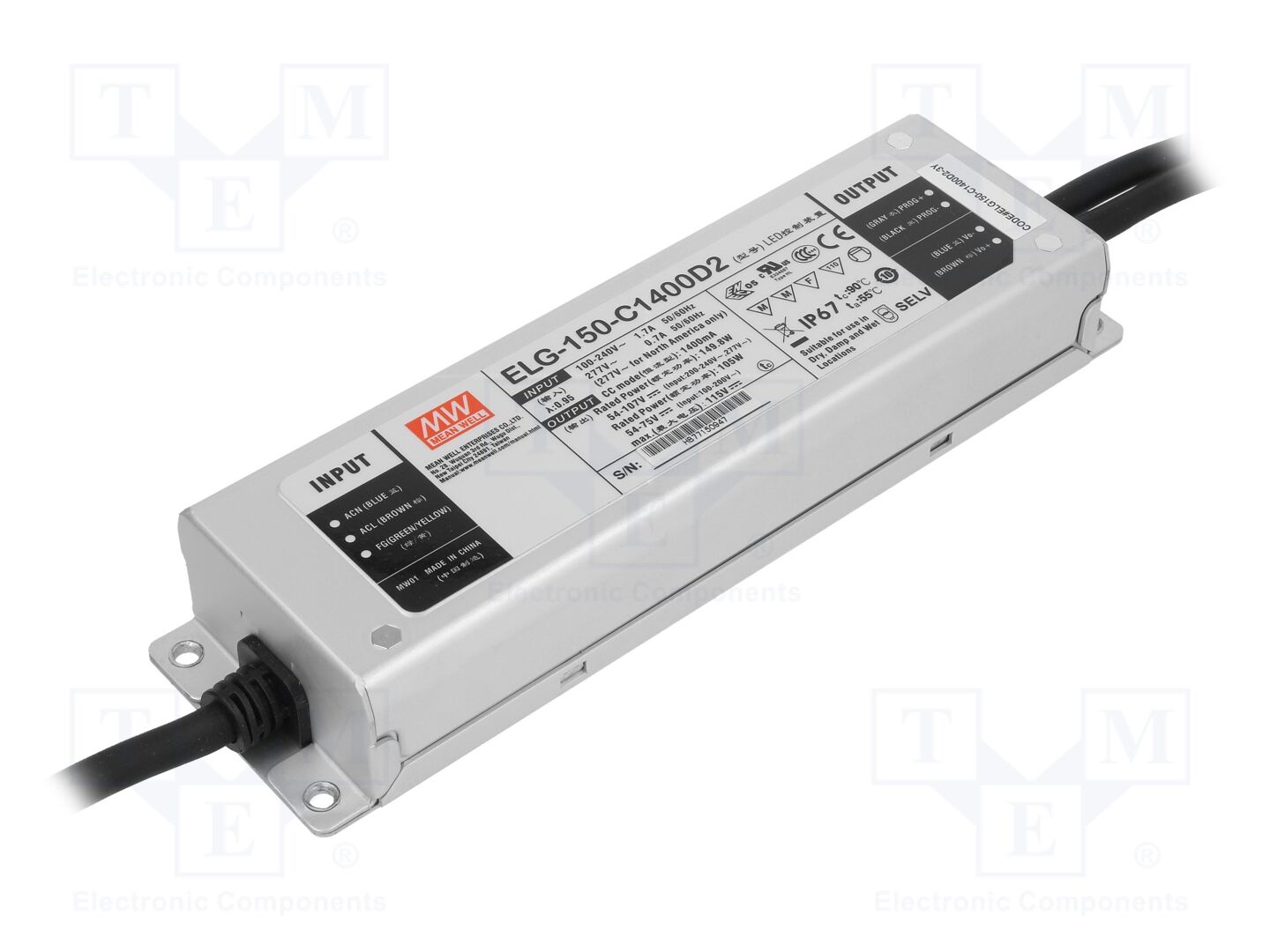 MEAN WELL ELG-150-C1400D2-3Y LED-virtalähde 149,8W 54-107VDC 1,4A