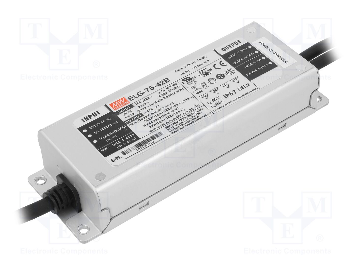 MEAN WELL ELG-75-42B-3Y LED-virtalähde 75,6W 42VDC 1,8A