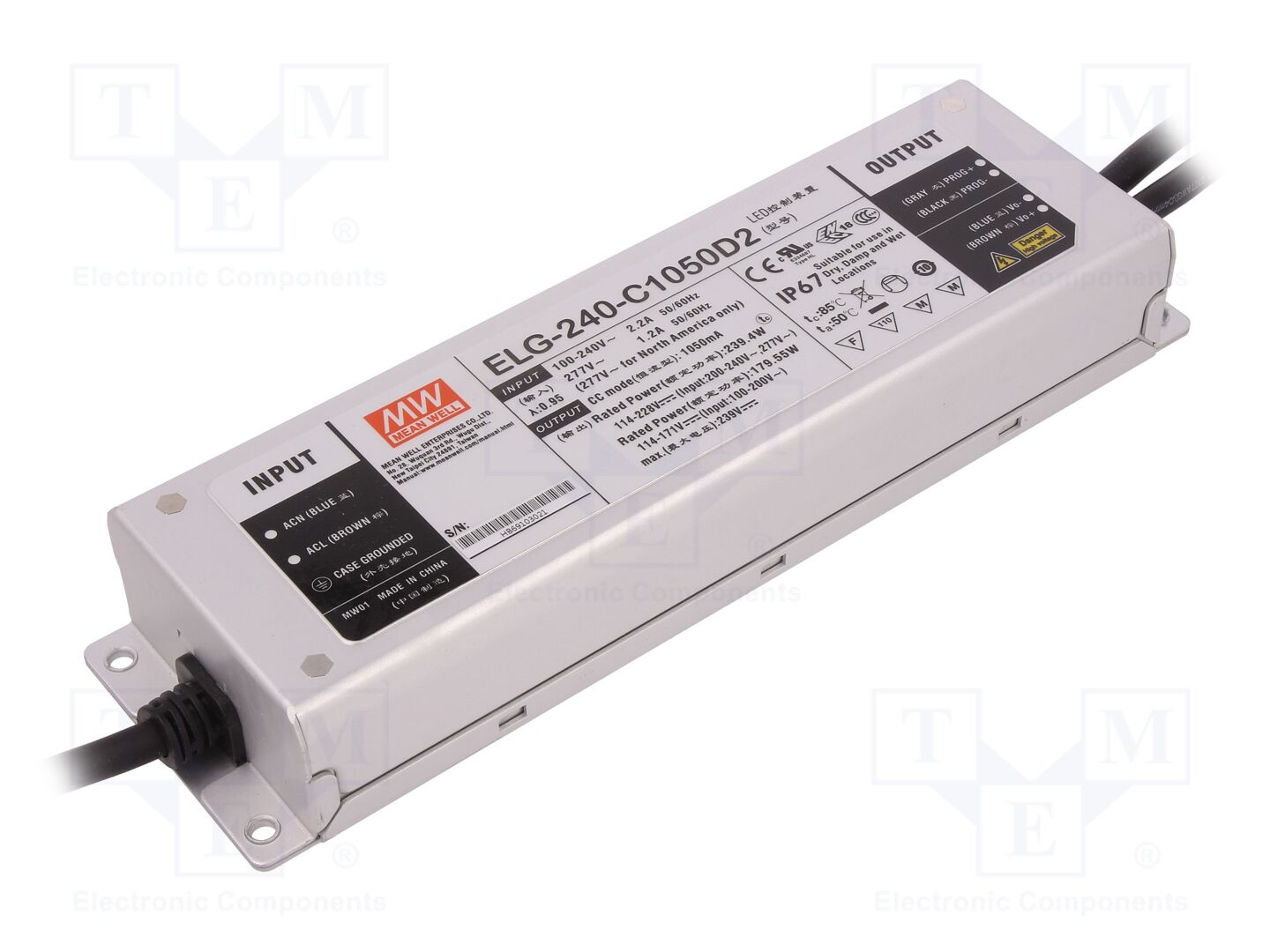 MEAN WELL ELG-240-C1050D2 LED-virtalähde 239,4W 114-228VDC 1,05A IP67