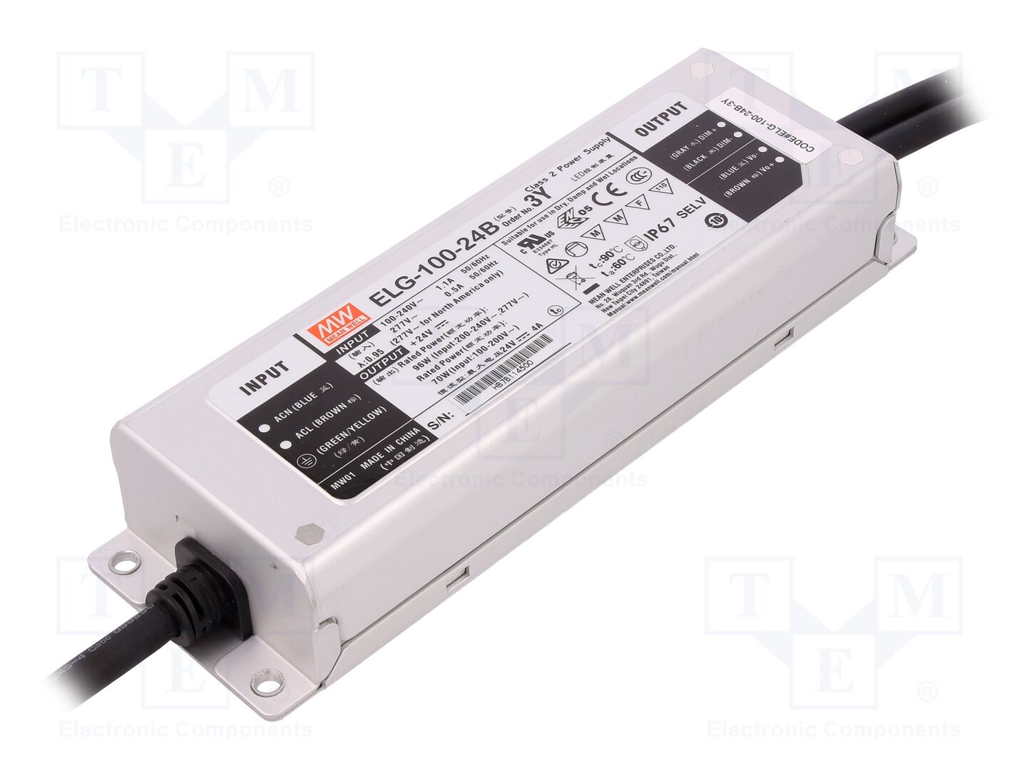 MEAN WELL ELG-100-24B-3Y LED-virtalähde 96W 24VDC 4A IP67