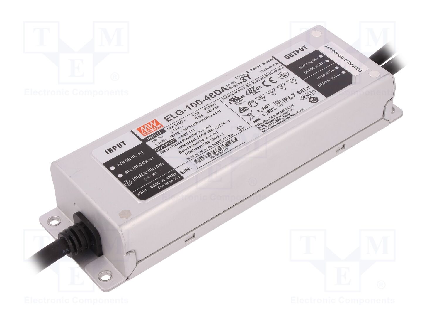 MEAN WELL ELG-100-48DA-3Y LED-virtalähde DALI 96W 48VDC