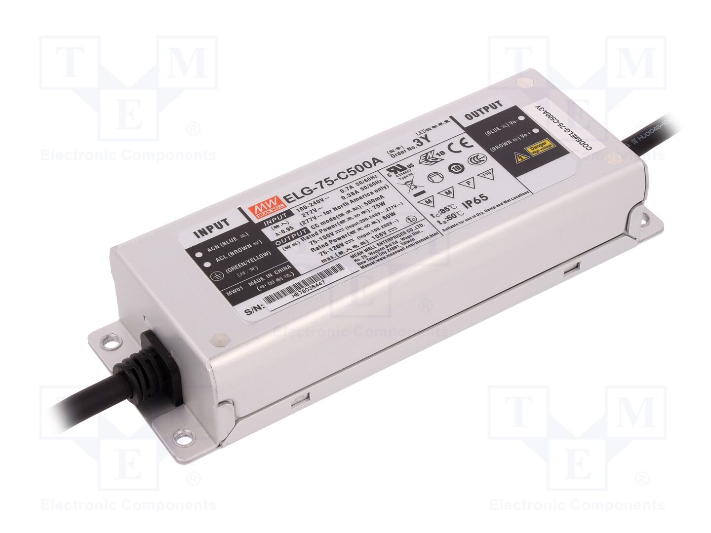 MEAN WELL ELG-75-C500A-3Y LED-virtalähde 75W 75-150VDC