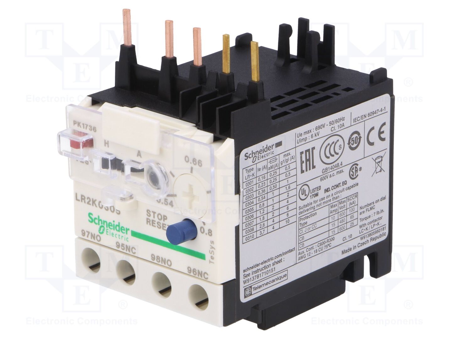 SCHNEIDER ELECTRIC LR2K0305 Terminen rele 0.54÷0.8A