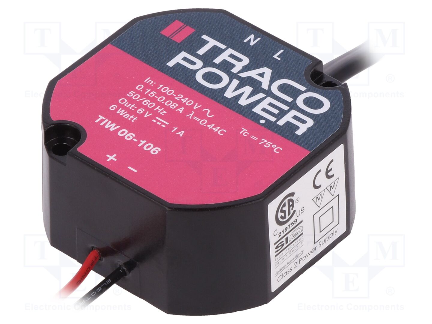 TRACO POWER TIW06-106 Sisäänrakennettu kytkentäsähkönsyöttö 6W
