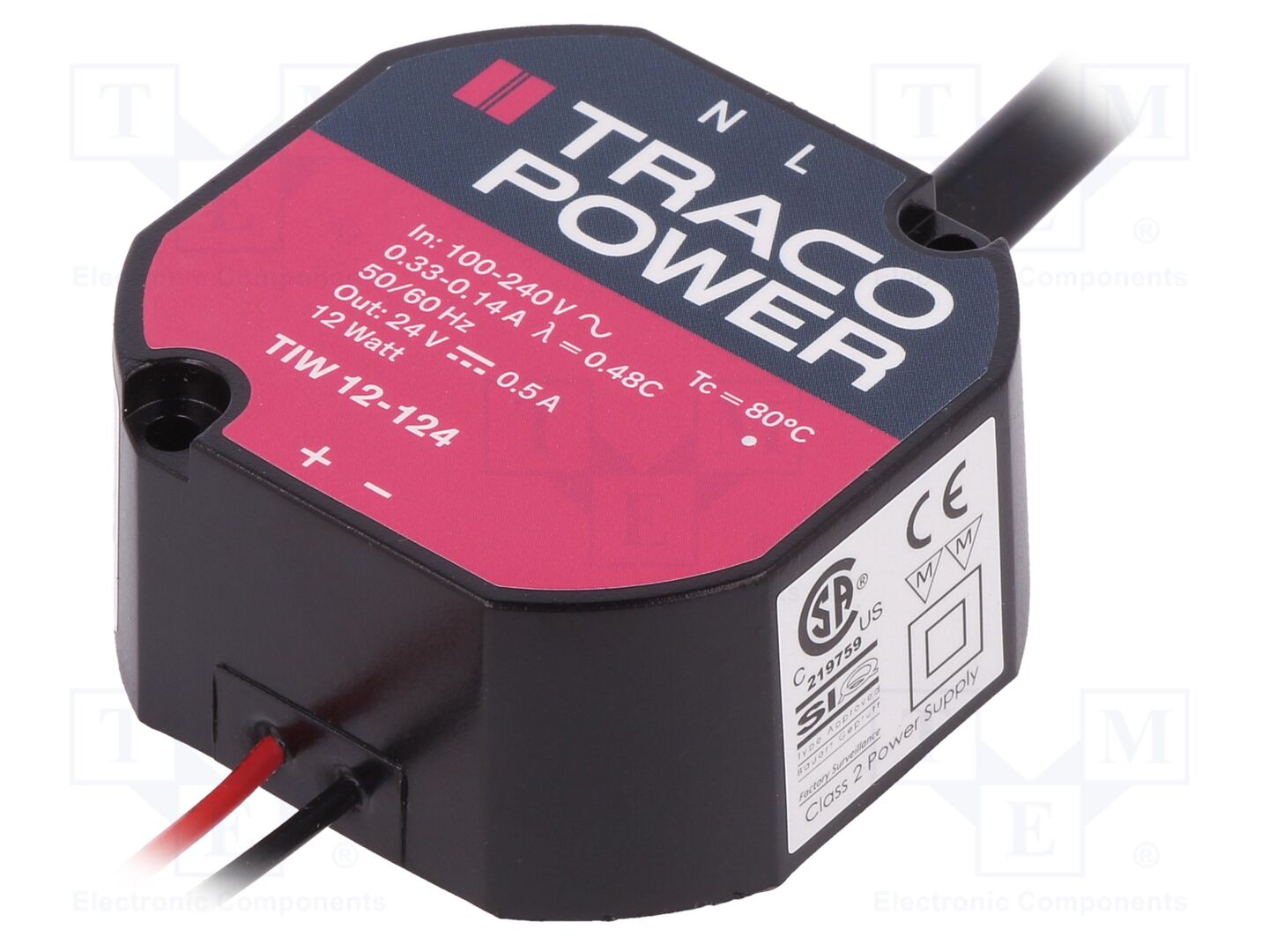 TRACO POWER TIW12-124 Sisäänrakennettu kytkentäsähkönsyöttö 12W