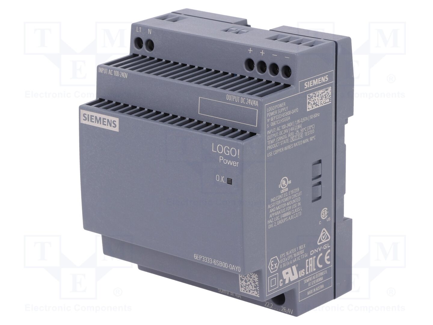 SIEMENS 6EP3333-6SB00-0AY0 DIN-kiskoon asennettava kytkentävirtalähde 96W 24VDC
