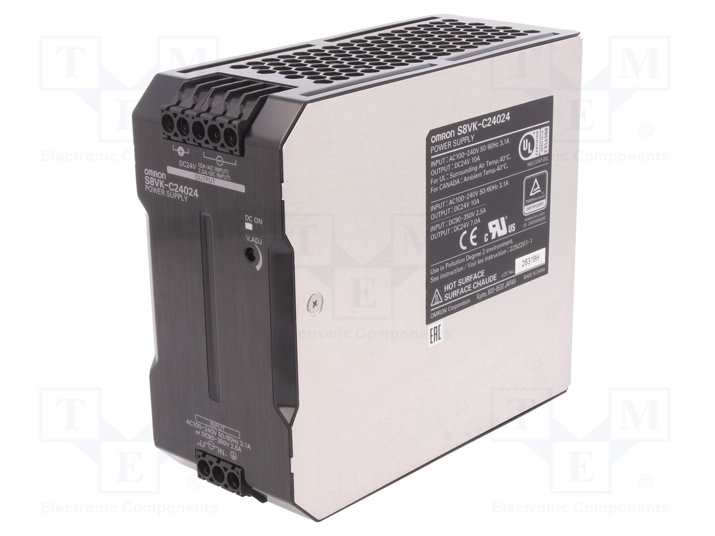 OMRON S8VK-C24024 DIN-kiskoon asennettava kytkentävirtalähde 240W 24VDC 10A