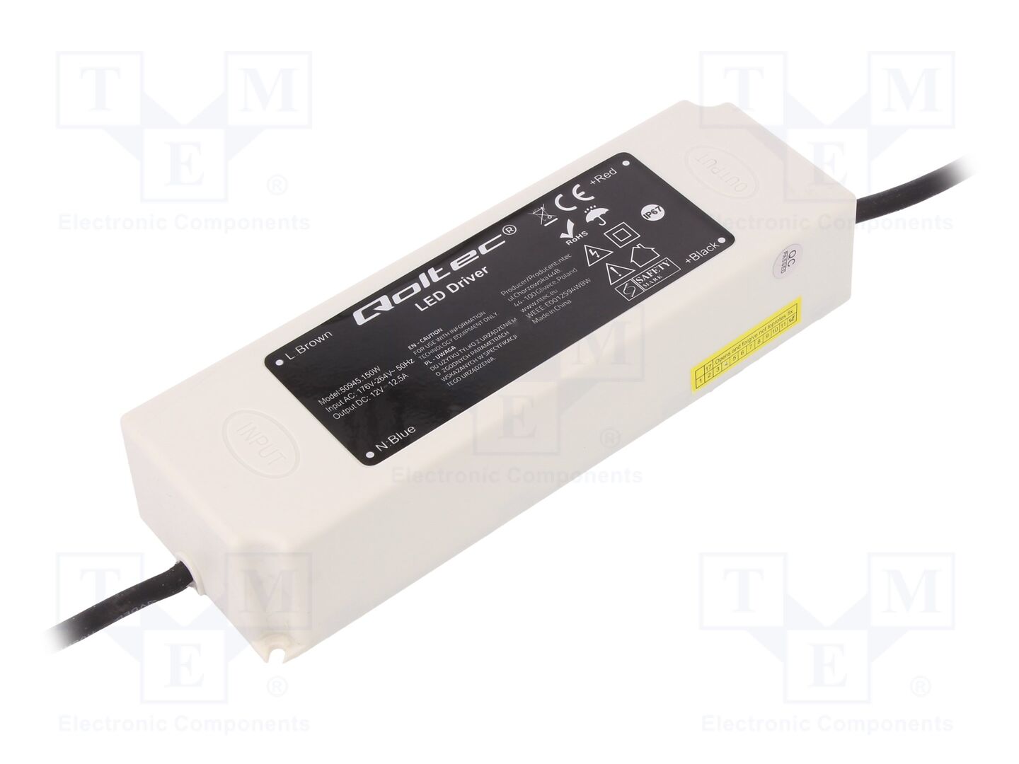 QOLTEC 50945 LED-verkkolaite 150W 12VDC 12,5A IP67