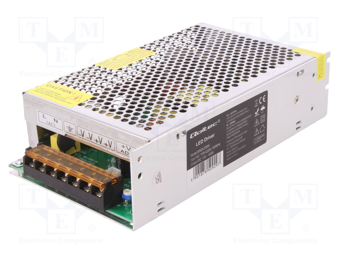 QOLTEC 50929 Sisäänrakennettu kytkentävirtalähde 200W