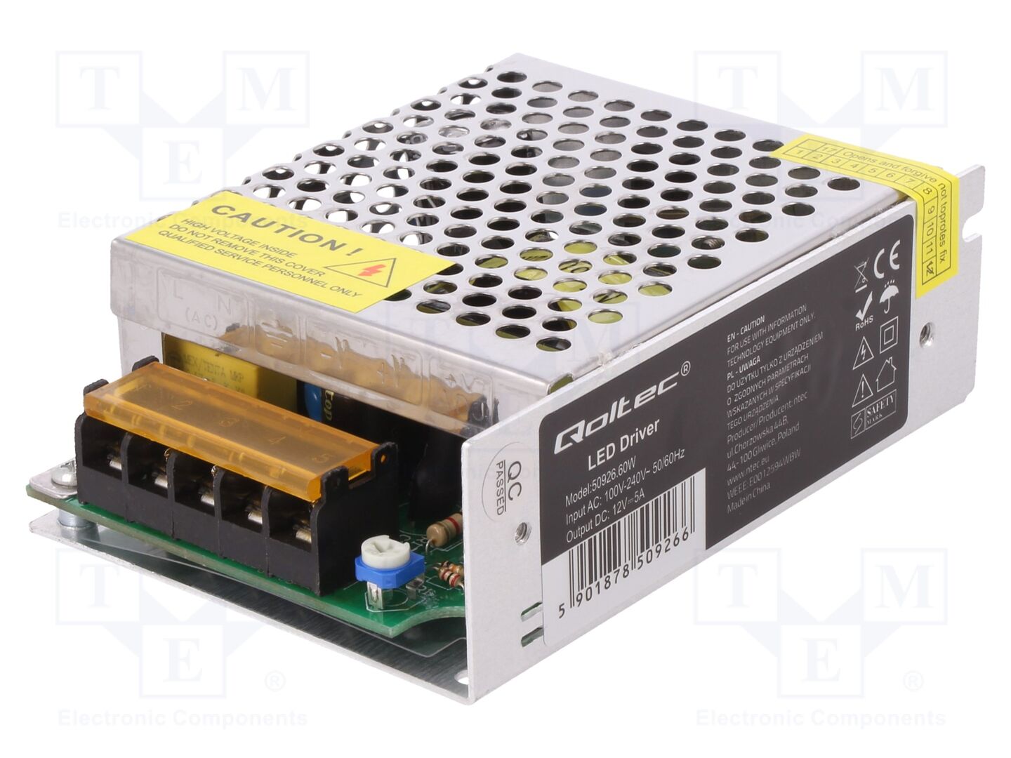 QOLTEC 50926 Sisäänrakennettu kytkentävirtalähde 60W