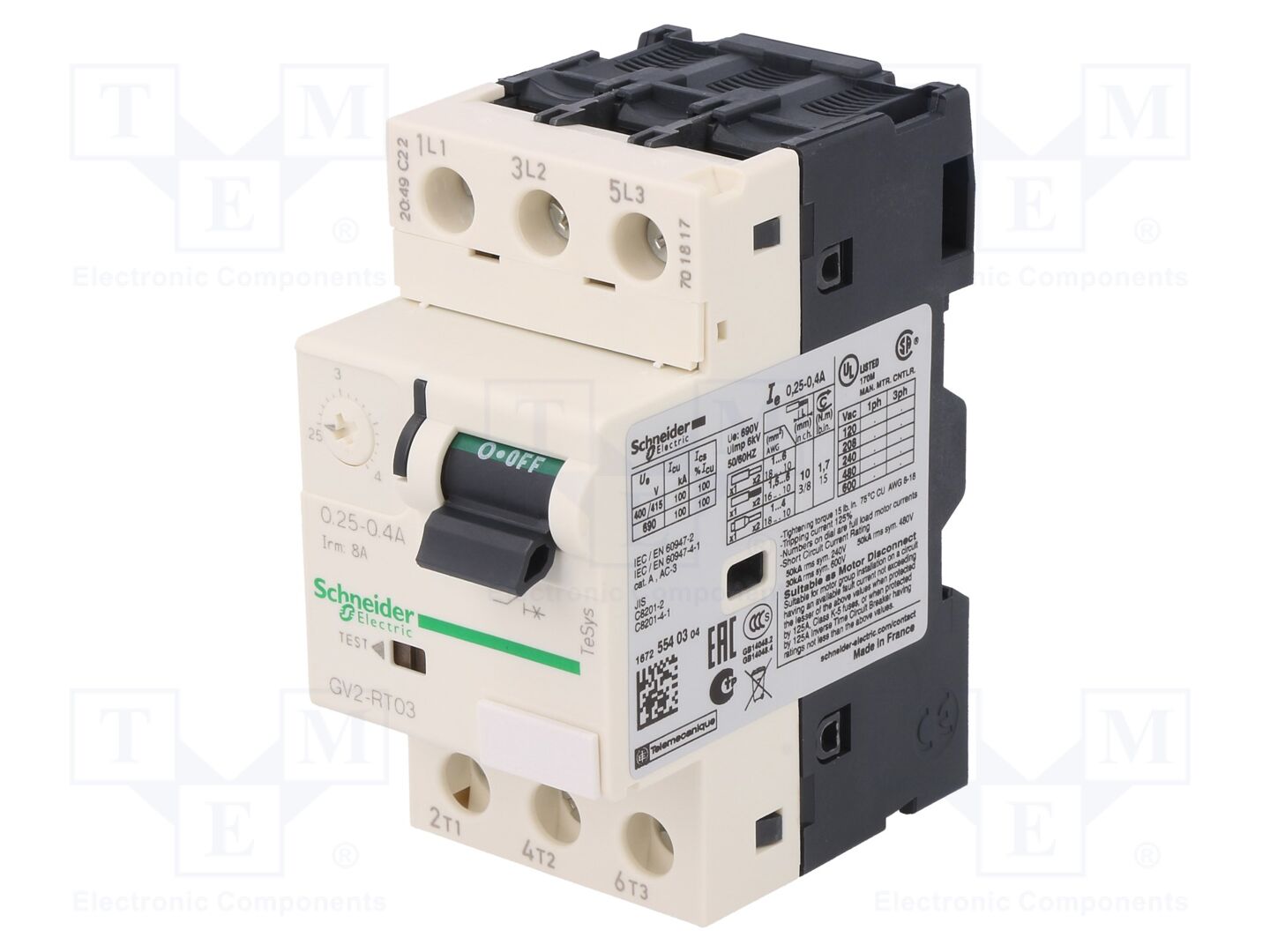 SCHNEIDER ELECTRIC GV2RT03 Moottorinsuojakatkaisija 0.09kW