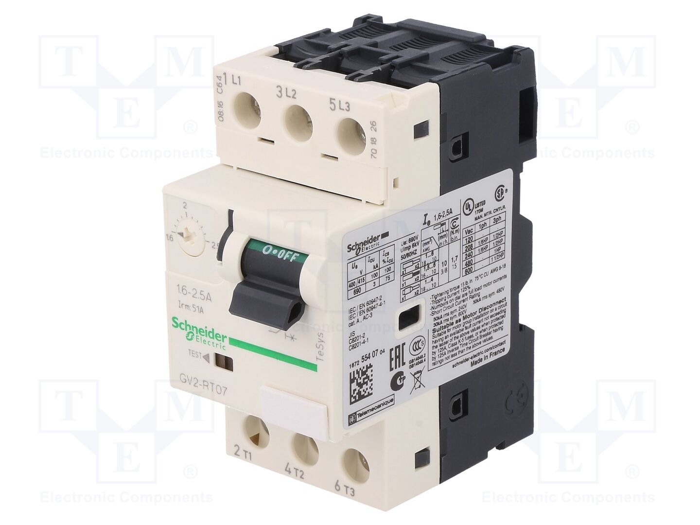 SCHNEIDER ELECTRIC GV2RT07 Moottorinsuojakatkaisija 0.75kW