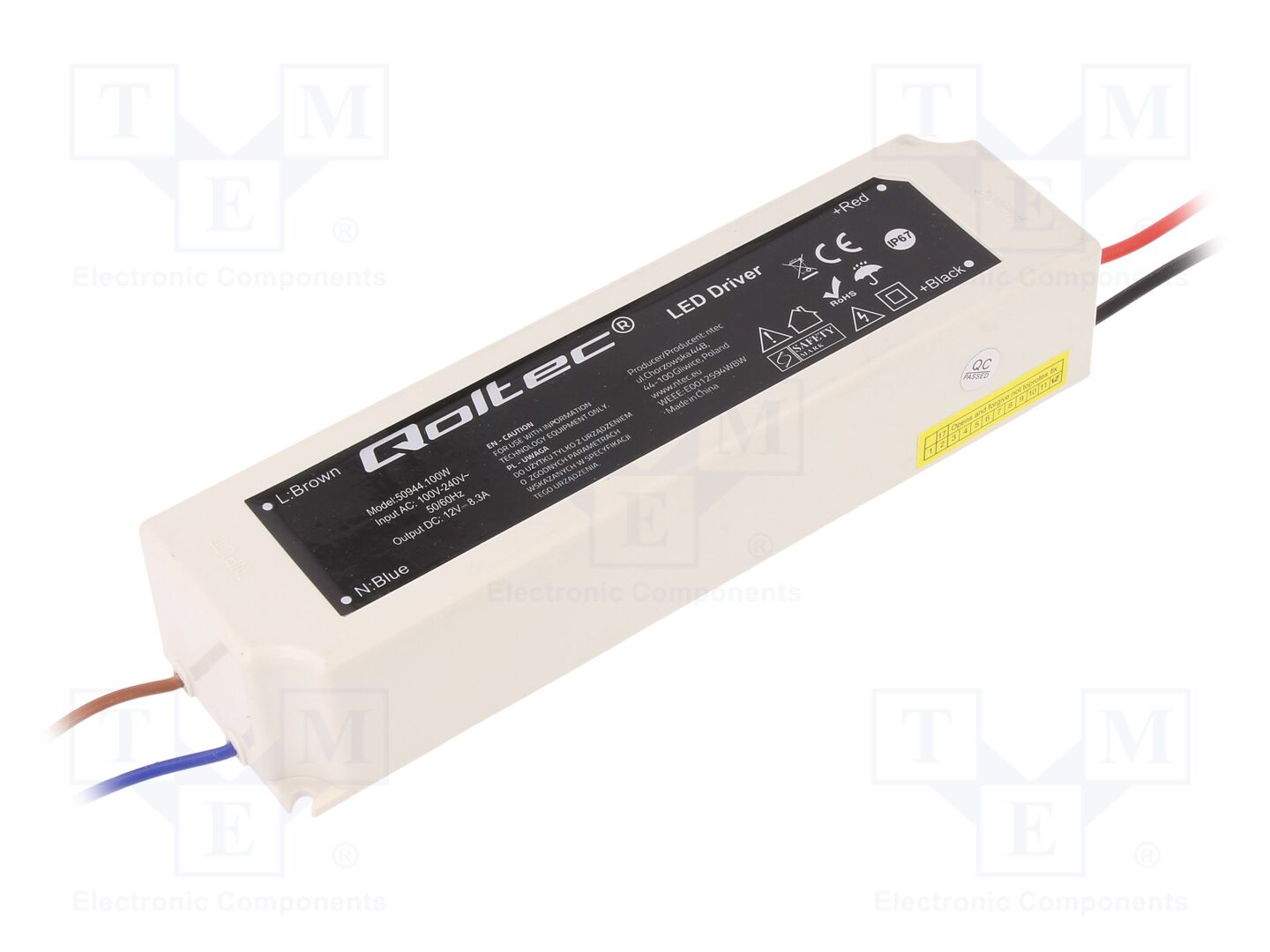 QOLTEC 50944 LED-verkkolaite 100W 12VDC 8.3A IP67
