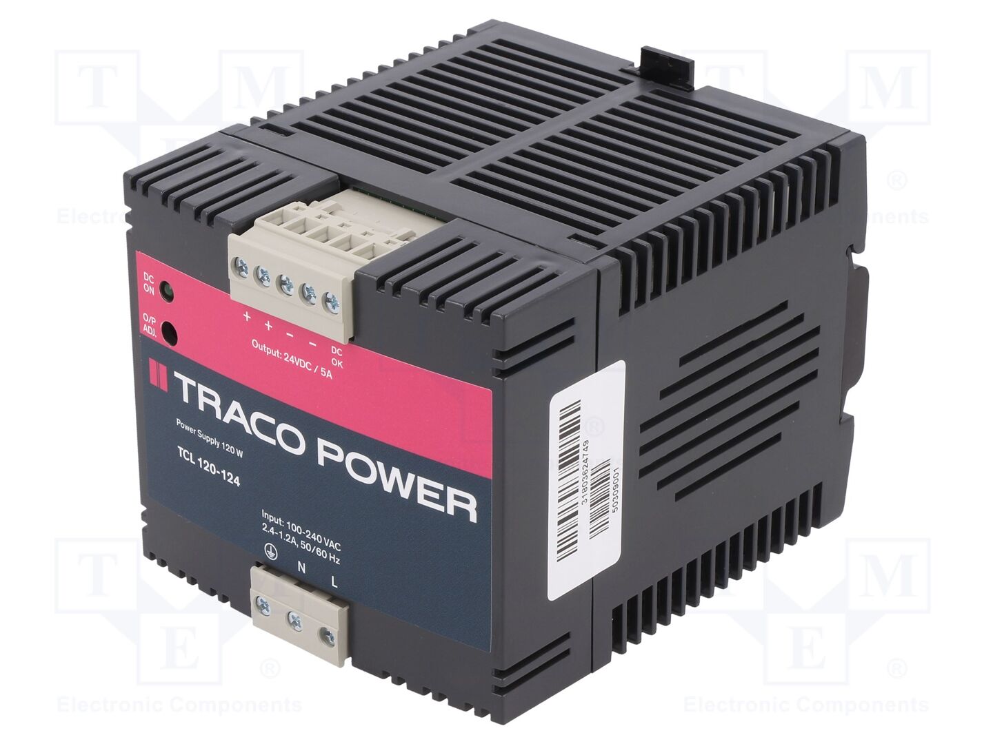 TRACO POWER TCL120-124 Kiskokiinnitteinen kytkentäsähkönsyöttö 120W 24VDC