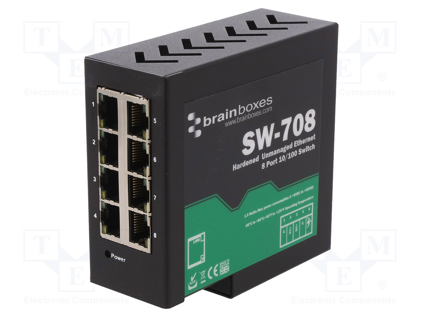 BRAINBOXES SW-708 Ethernet-kytkin 5÷30VDC