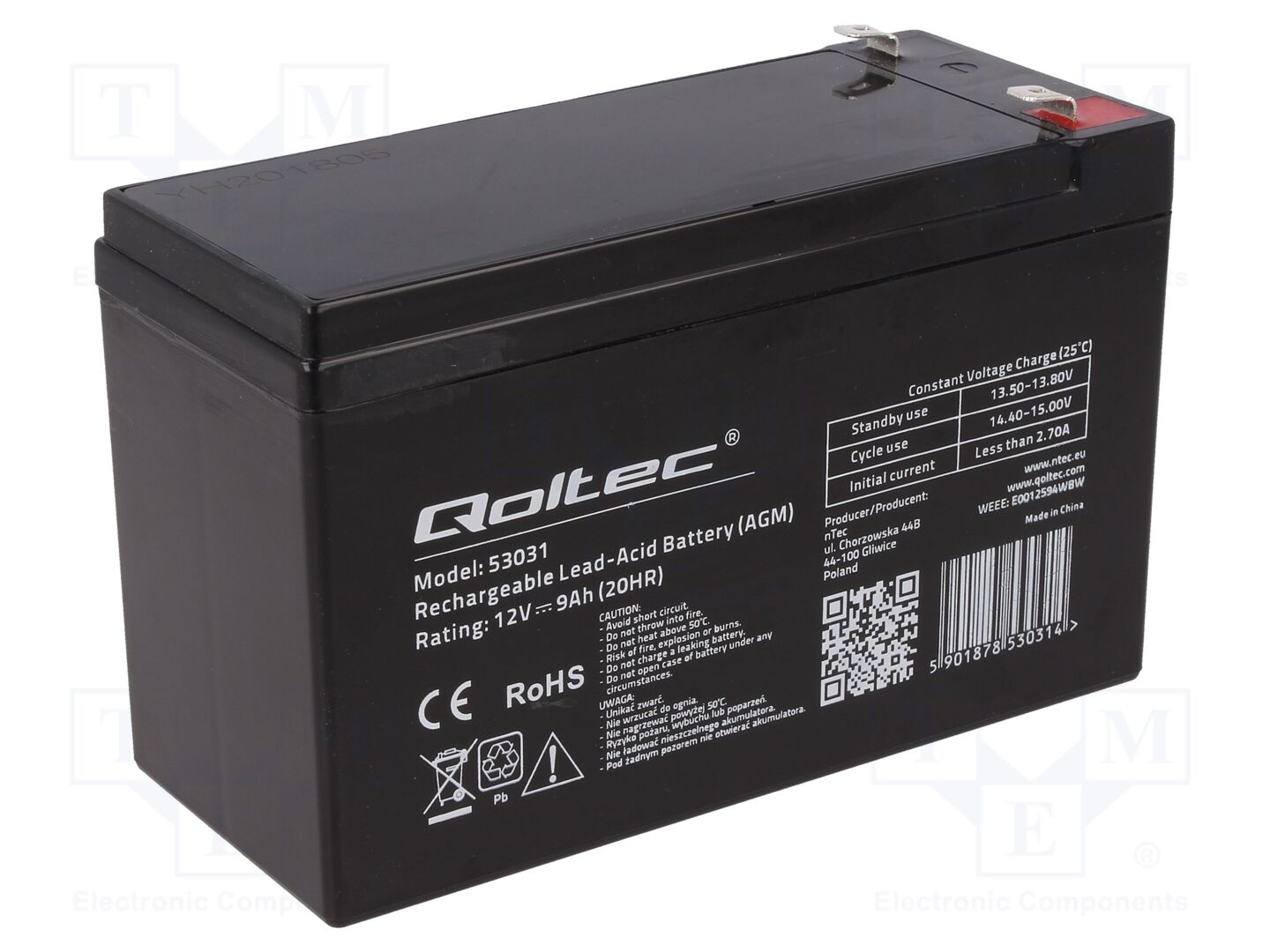 QOLTEC ACCU-HP9-12/Q Hapon akku AGM 12V 9Ah