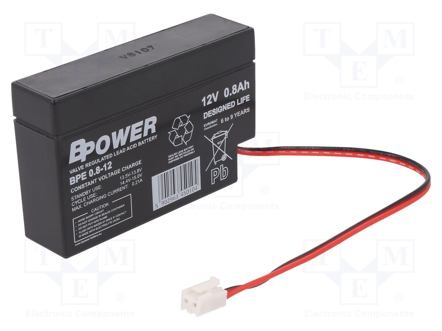 BPOWER ACCU-BPE0.8-12/BP Lyijyakku 12V 0.8Ah
