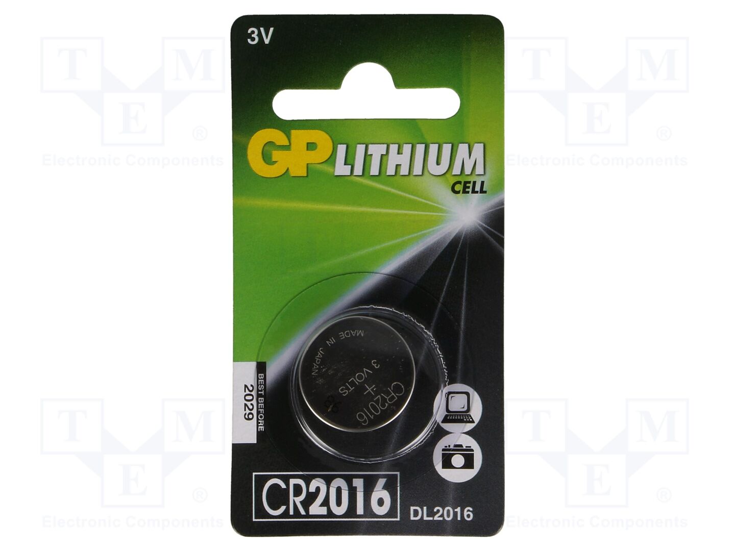 GP BAT-CR2016/GP-BL1 Litiumparisto 3V 90mAh (50 kpl erä)