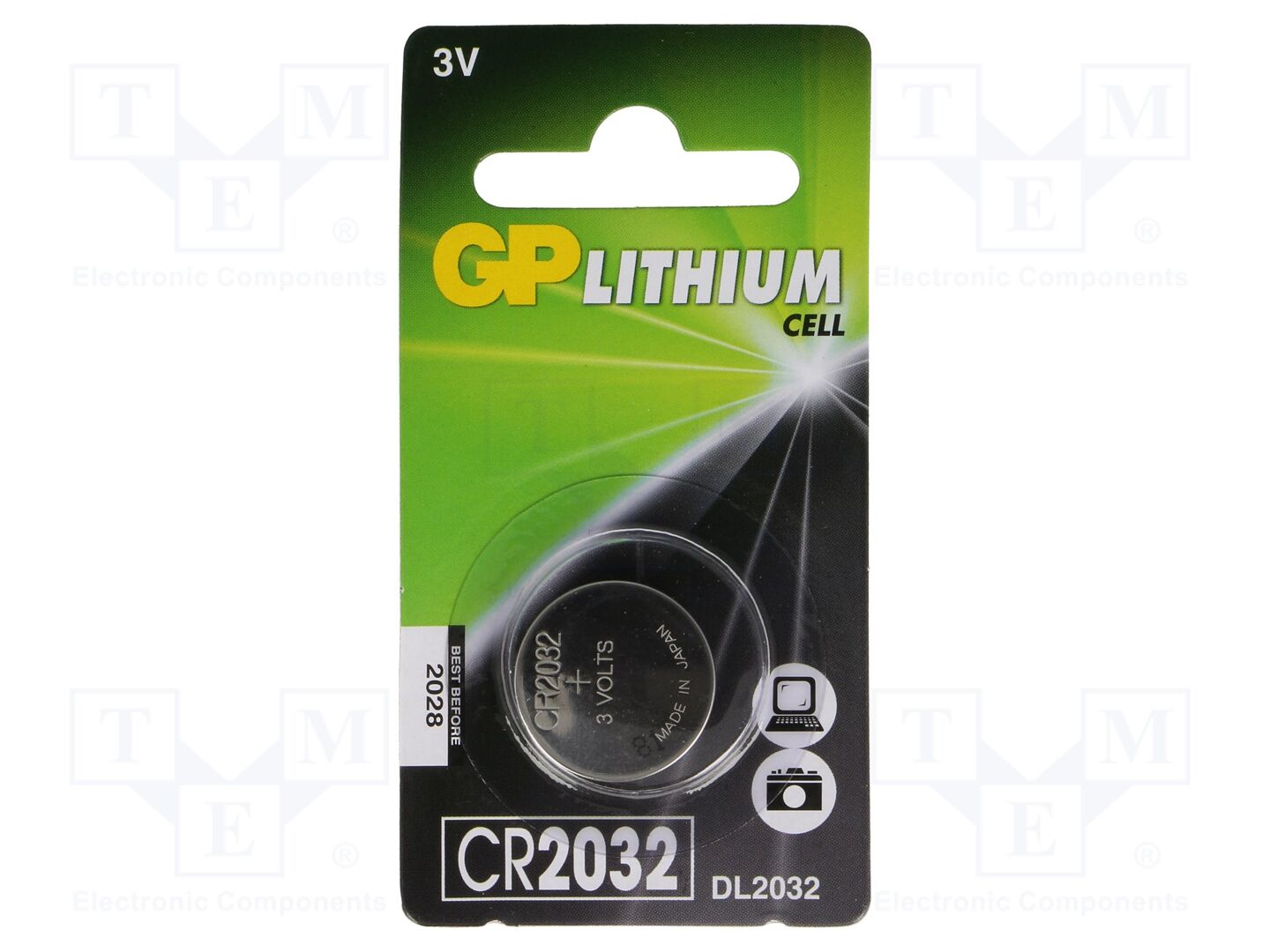 GP BAT-CR2032/GP-BL1 Litiumparisto 3V 220mAh (50 kpl erä)