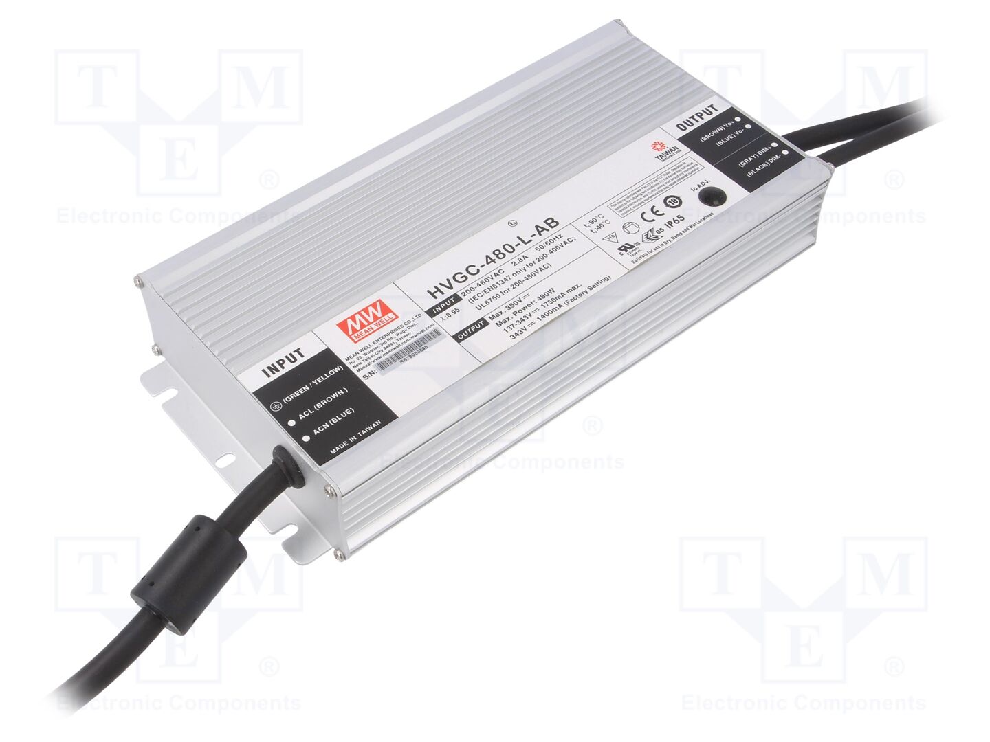MEAN WELL HVGC-480-L-AB LED-virtalähde 480W 137-343VDC 700-1750mA IP65