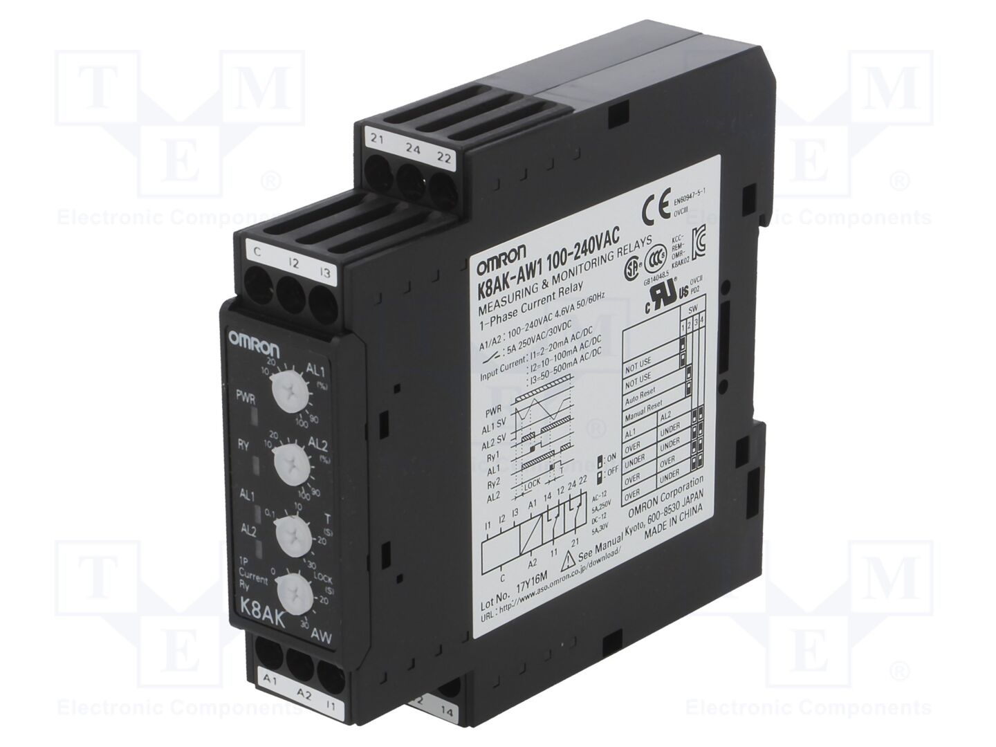 OMRON K8AK-AW1-230 Virranvalvontarele 100-240VAC