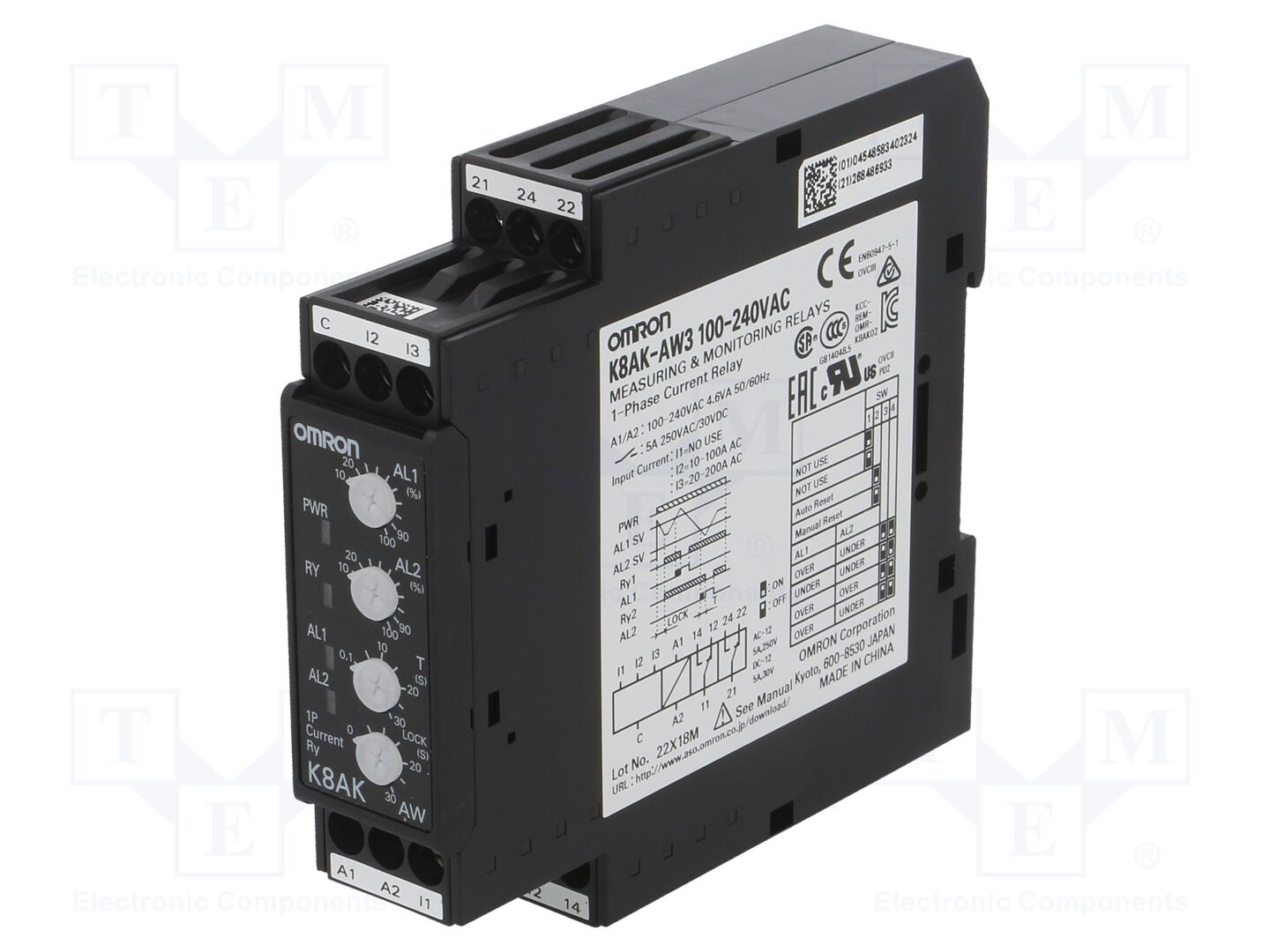 OMRON K8AK-AW3-230 Virranvalvontarele 100-240VAC