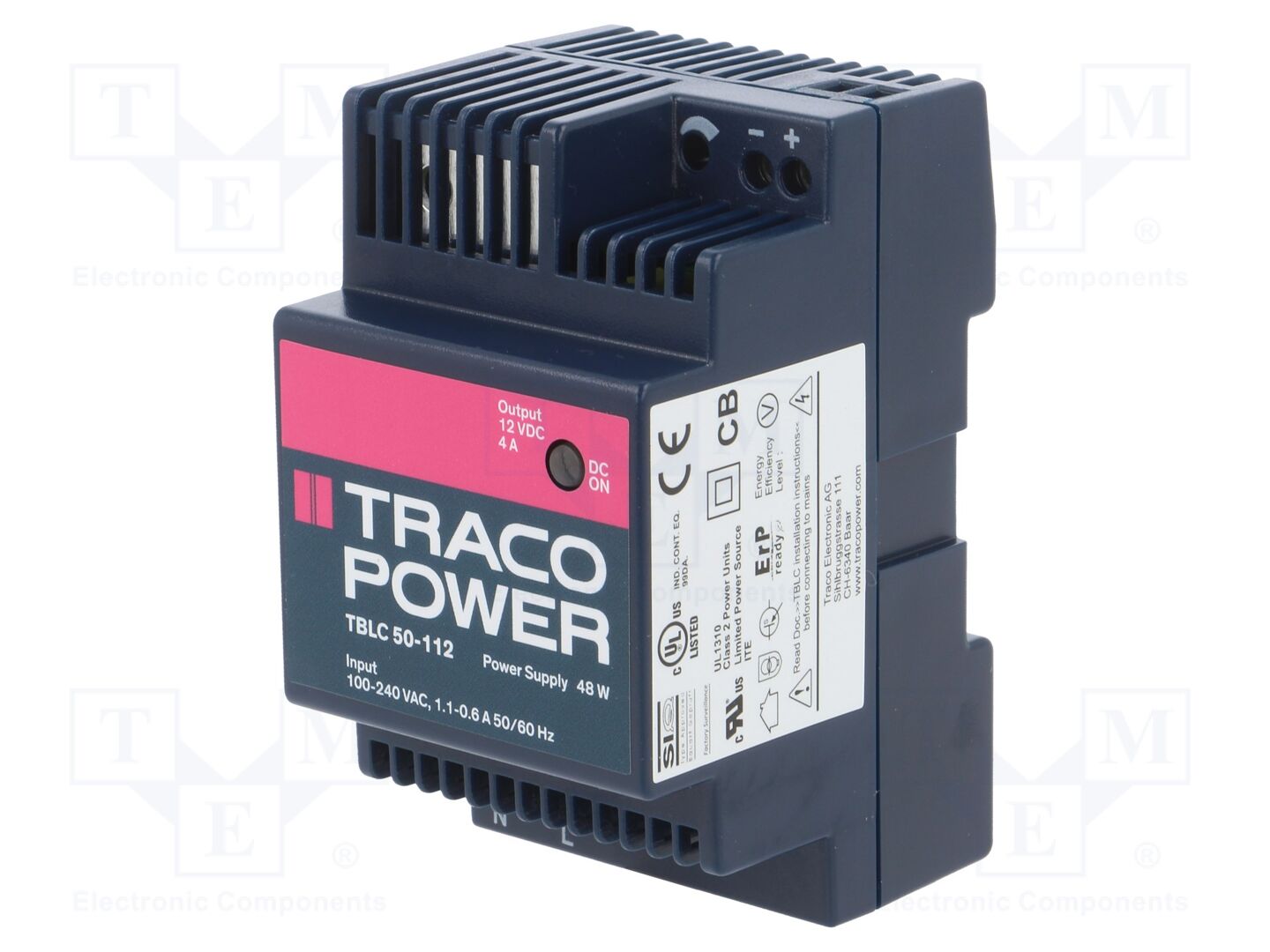 TRACO POWER TBLC50-112 DIN-kiskoon asennettava kytkentäsähkönsyöttö 48W 12VDC