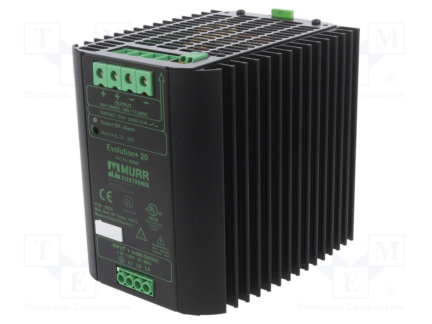 MURRELEKTRONIK 85642 DIN-kiskoon kiinnitettävä kytkentävirtalähde 480W 22-28VDC 20A