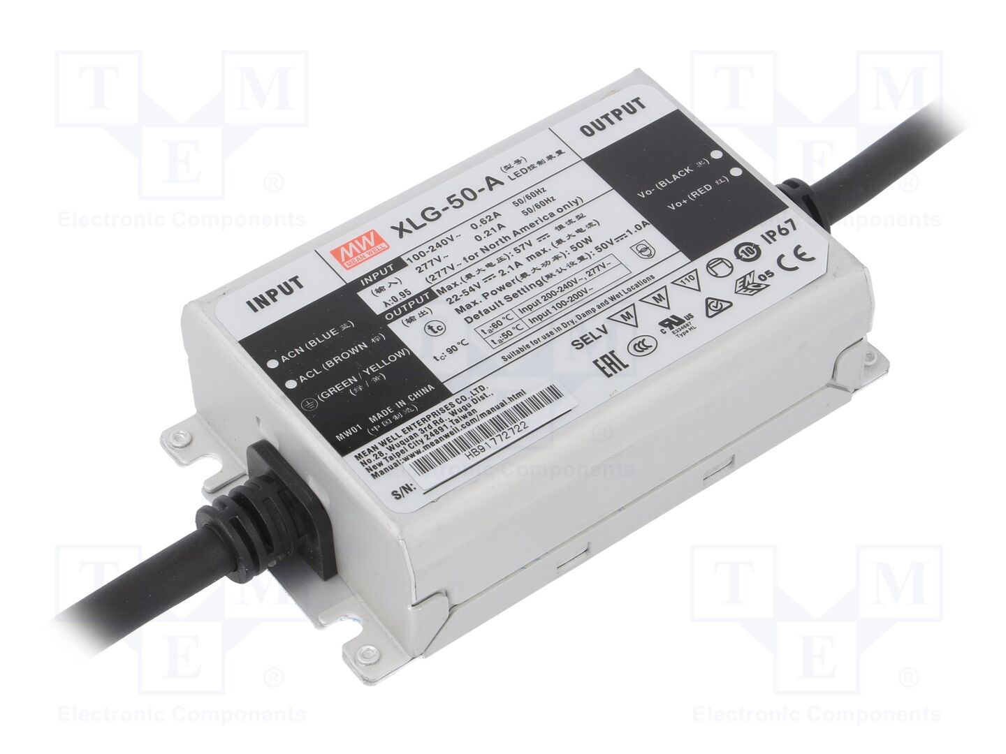 MEAN WELL XLG-50-A LED-verkkolaite 50W 22-54VDC