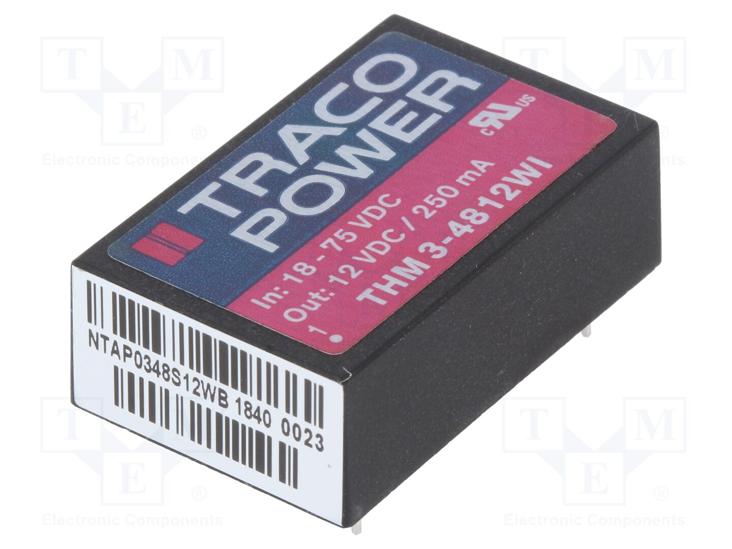 TRACO POWER THM3-4812WI DC/DC-muunnin 3W 12VDC