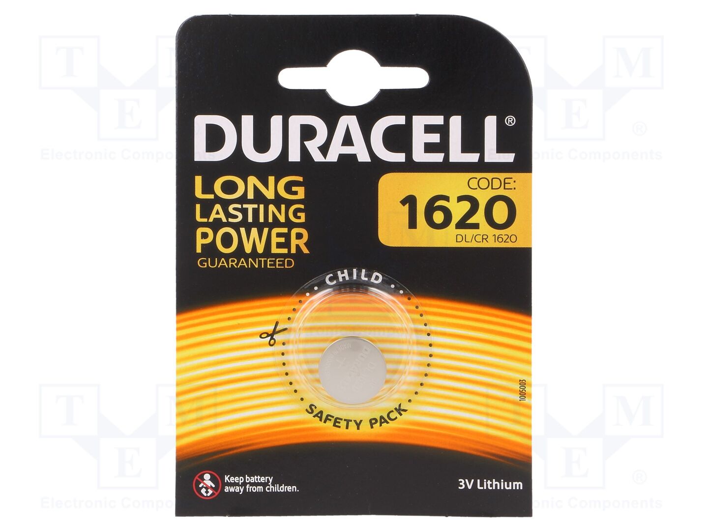 DURACELL BAT-CR1620/DR-B1 Litiumparisto CR1620 3V (50 kpl erä)