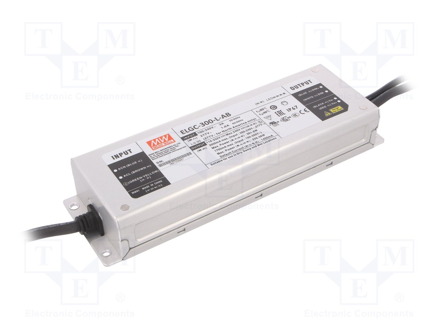 MEAN WELL ELGC-300-L-AB LED-virtalähde 300W 116-232VDC 650-2000mA IP67