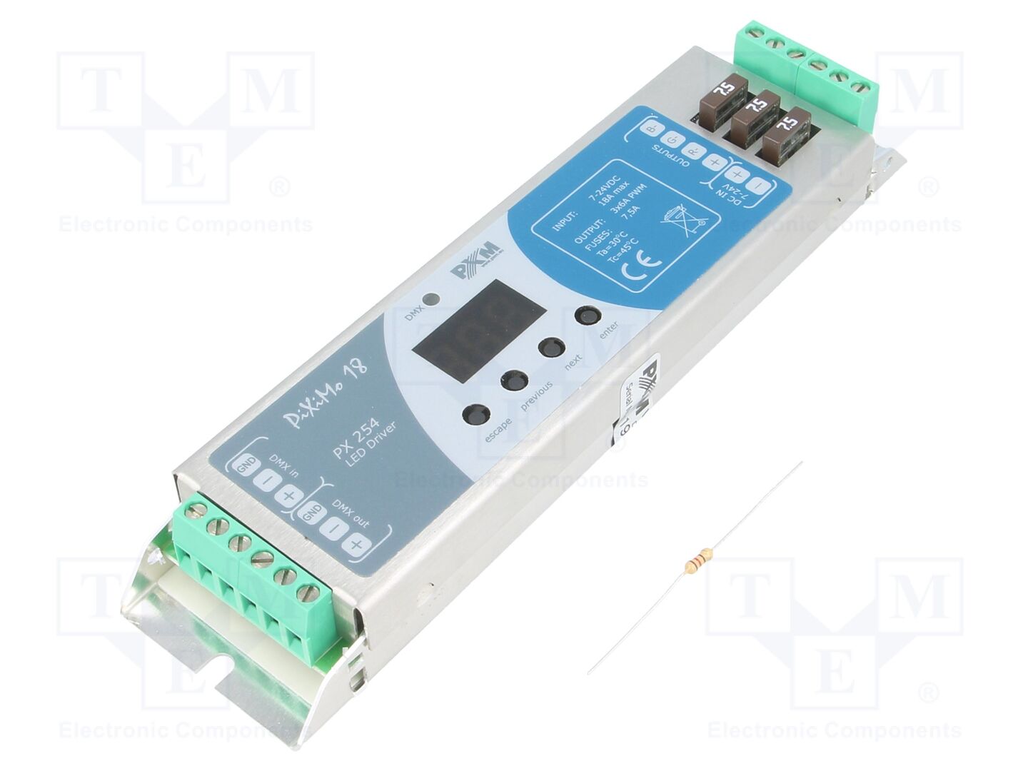 PXM PX254 Ohjelmoitava LED-ohjain DMX RGB-nauhoille 7-24VDC
