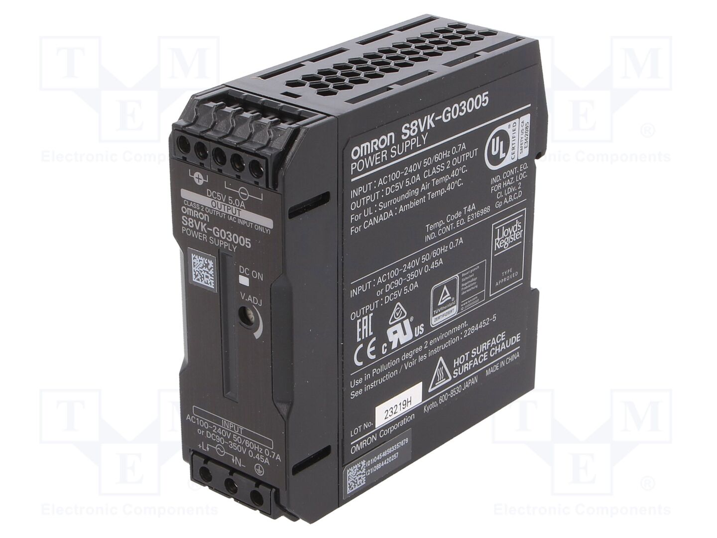 OMRON S8VK-G03005 DIN-kiskoon asennettava kytkentävirtalähde 30W 5VDC 5A